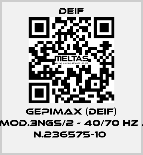 GEPIMAX (DEIF) MOD.3NGS/2 - 40/70 HZ . N.236575-10  Deif