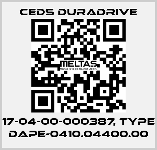 17-04-00-000387, Type DAPE-0410.04400.00 Ceds Duradrive