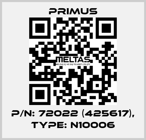 p/n: 72022 (425617), type: N10006 Primus