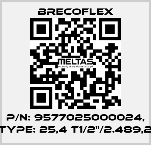 P/N: 9577025000024, Type: 25,4 T1/2"/2.489,2 Brecoflex