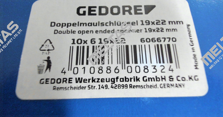 6066720 / 6 19X22 Gedore