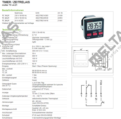 TC 14.21 - 230V 50-60 Hz / PN: 21439 Hugo Muller