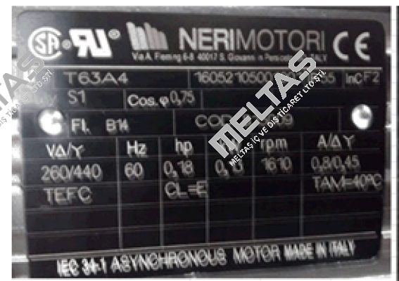 MR63A4 B14 265/460/60 Neri Motori