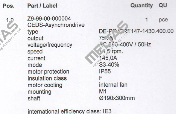 Type DE-PO42RF147-1430.400.00  Ceds Duradrive