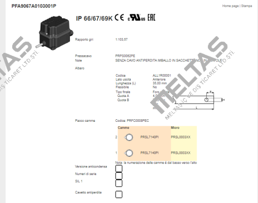 PFA9067A0103001P Ter Tecno Elettrica Ravasi