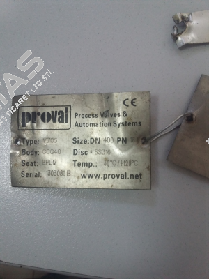 Type: V705  Serial:1303081 B DN400  Proval