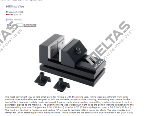 3551  Milling Vise Sherline Products