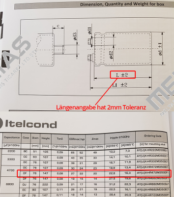 AYUX-HR 350V 4.700μF 20%(M) 76x143mm (660114)  Itelcond