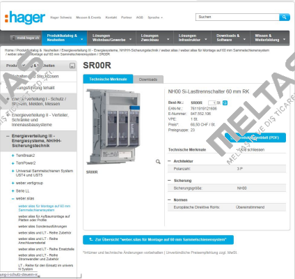 NHS-Lasttrenner SILAS DIN-00 160  Hager