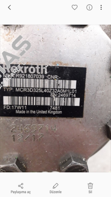 P/N: R921807039 Type: MCR3D325L40Z32A0M1L01 obsolete/replacement P/N: R921812184 Type: MCR3D325L40Z33A0M1L01SO533  Rexroth