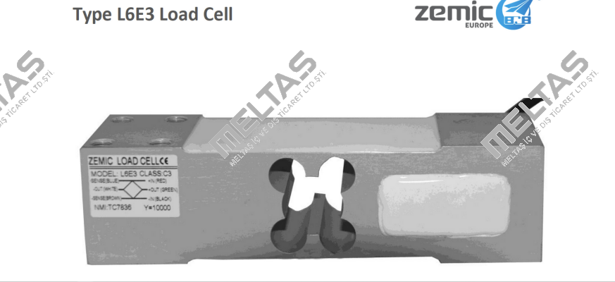 P/N: 1060610, Type: L6E3-C3-100kg-3G, Y= 10000 ZEMIC