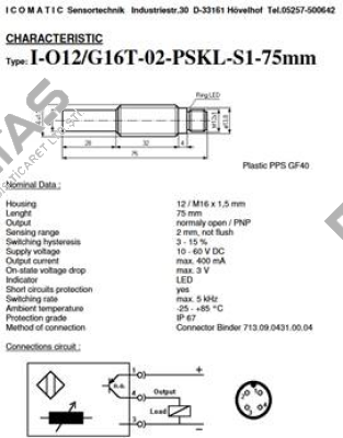 I- O12/G16T-02-PSKL-S1-75mm ICOMATIC Sensortechnik