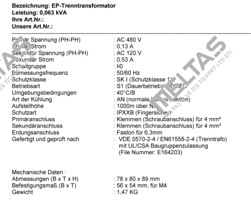 RSTN 63 UL-CSA / 5795660 / Michael Riedel Transformatorenbau