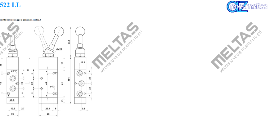 01.050.4 Type 522 LL, 1/4" AZ Pneumatica