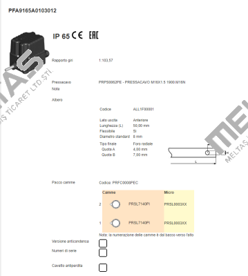 PFA9165A0103012 Ter Tecno Elettrica Ravasi