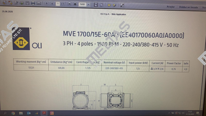 MVE 1700/15E-60A0 Oli