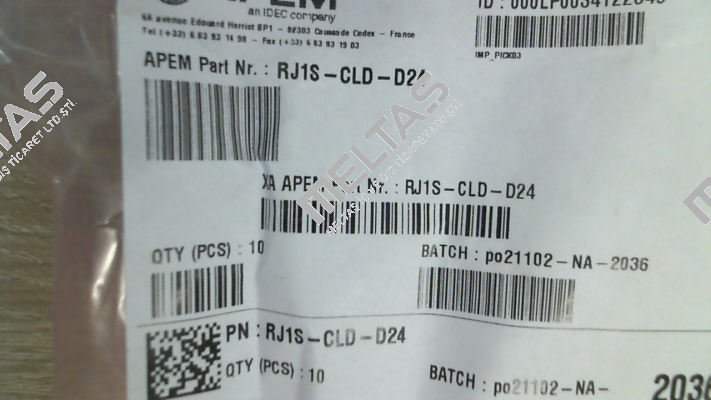 P/N: 210655 Type: RJ1S-CLD-D24 (pack x10) Idec