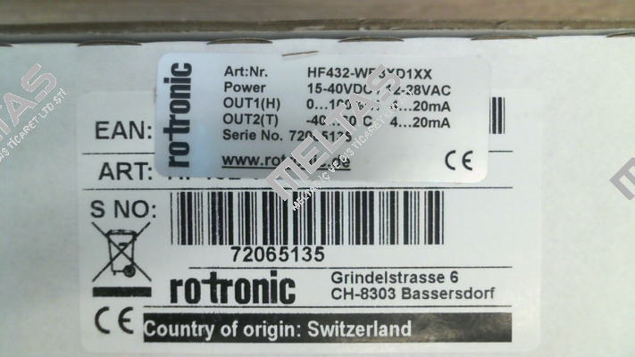 HF432- WB3XD1XX Rotronic