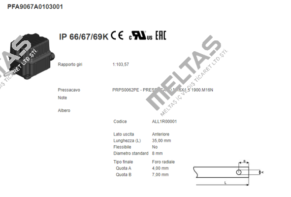 PFA9067A0103001 Ter Tecno Elettrica Ravasi