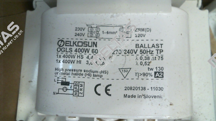 20820138 / OGLS 400W 60 220-240/50 060A114TP Tridonic