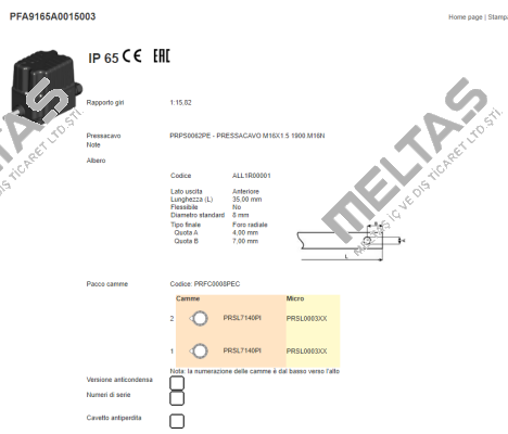 PFA9165A0015003 Ter Tecno Elettrica Ravasi