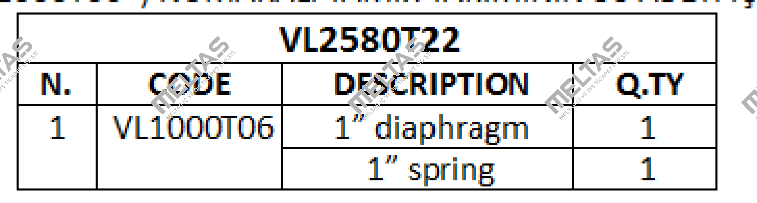 1” diaphragm For VL2580T22  Trimec