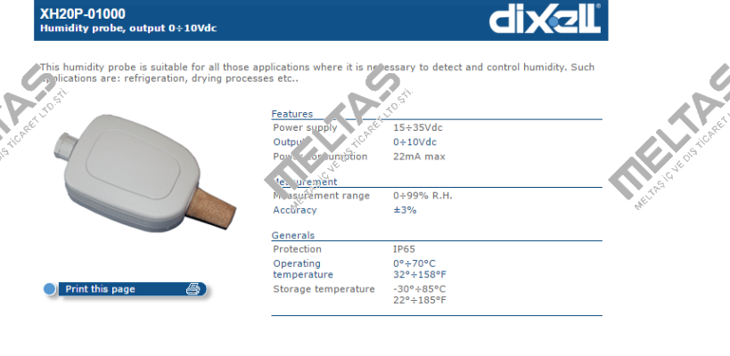 XH20P-01000 -10184 Dixell