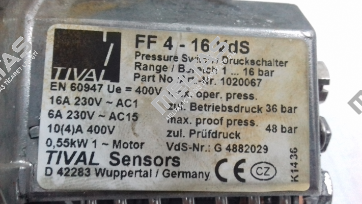 P/N: 1020067, Type: FF 4-16 VdS DAI VdS Tival-Sensors