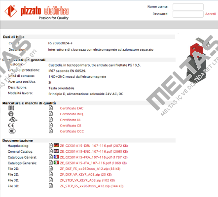 FS 2096D024-F Pizzato Elettrica