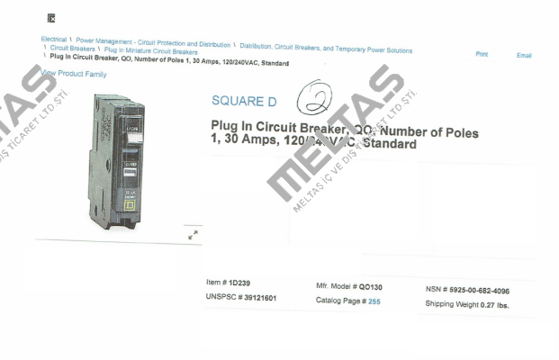 QO130  Square D (Schneider Electric)