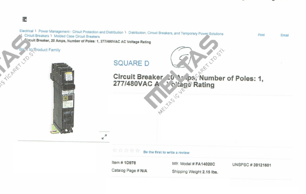 FA14020C  Square D (Schneider Electric)