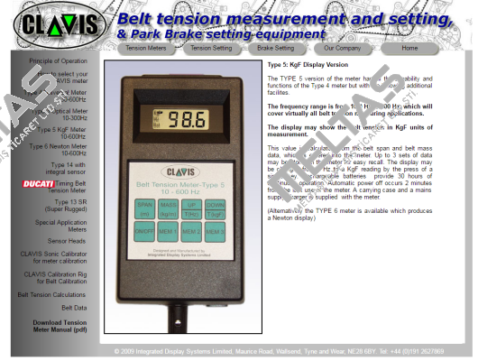 Type 5 acoustic belt meter  Clavis