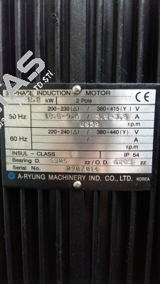 Motor for Type ACRK4-100/10, 2.2 kW, 100 L/min  A-Ryung