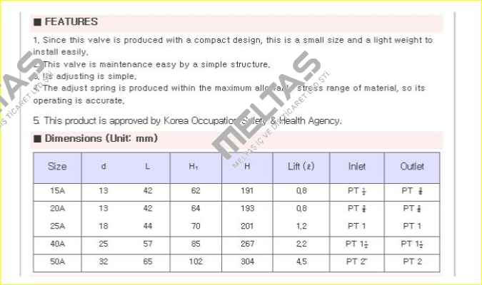 JSV-HT41 (Safety Valve)  Jokwang