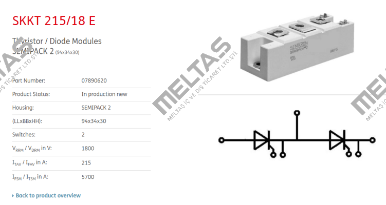 07890620 / SKKT215/18 E Semikron
