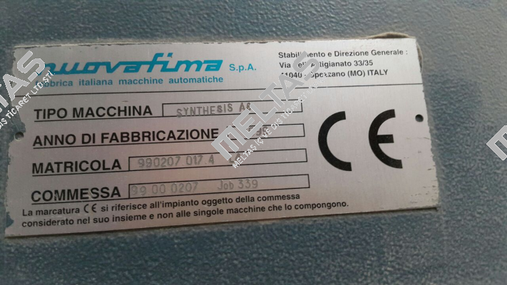 Packing Card For DVPP-10  Nuova Fima