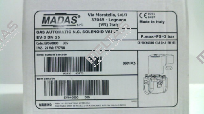 EV-3, DN25 (EV040000 305) Madas