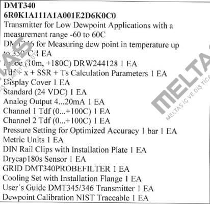 DMT340 6R0K1A111A1A001E2D6K0C0  Vaisala