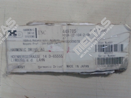 Item number: 402251 S/N: 32-104-404913-1  OEM!!  Harmonic Drive